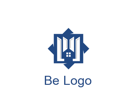 abstract rhombus with house real estate logo