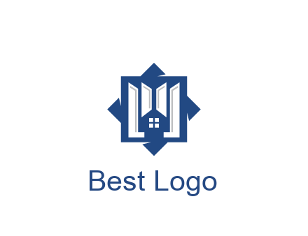 abstract rhombus with house real estate logo