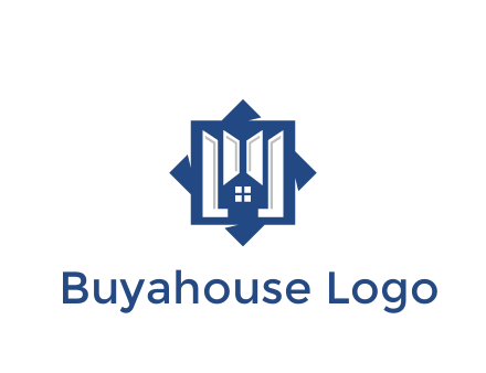 abstract rhombus with house real estate logo