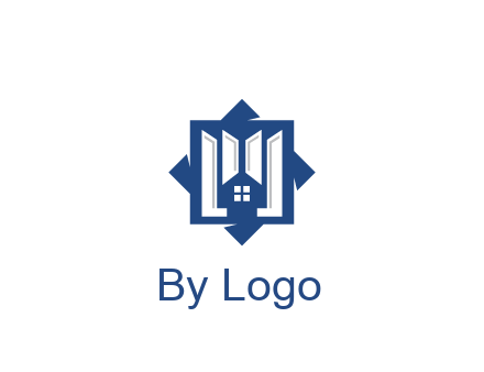 abstract rhombus with house real estate logo