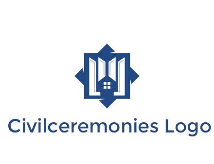 abstract rhombus with house real estate logo