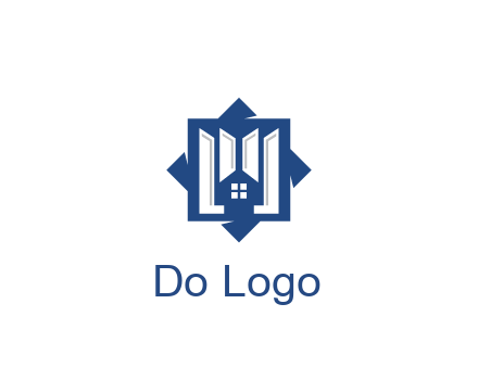abstract rhombus with house real estate logo