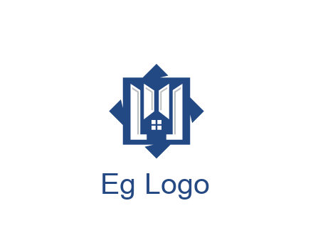 abstract rhombus with house real estate logo