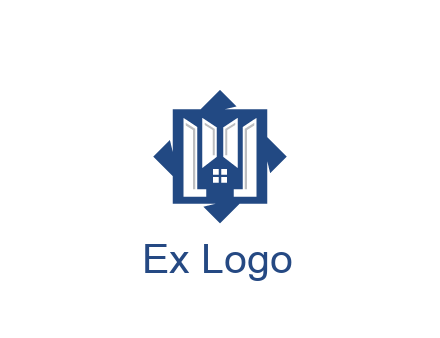 abstract rhombus with house real estate logo