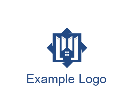 abstract rhombus with house real estate logo