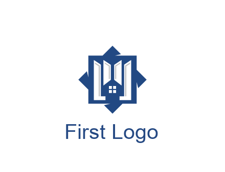 abstract rhombus with house real estate logo