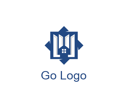 abstract rhombus with house real estate logo