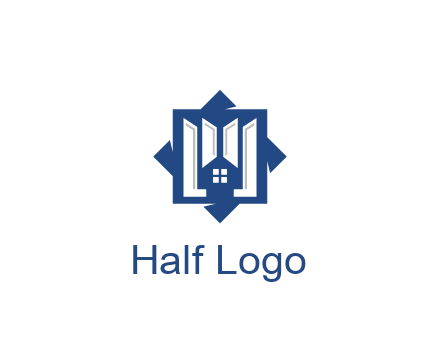 abstract rhombus with house real estate logo