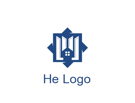 abstract rhombus with house real estate logo