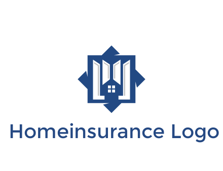 abstract rhombus with house real estate logo