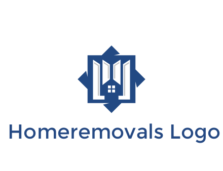abstract rhombus with house real estate logo