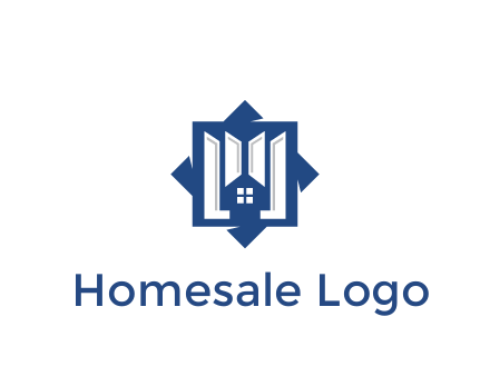 abstract rhombus with house real estate logo