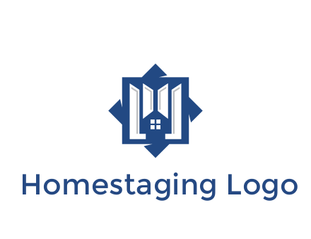 abstract rhombus with house real estate logo