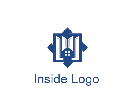 abstract rhombus with house real estate logo