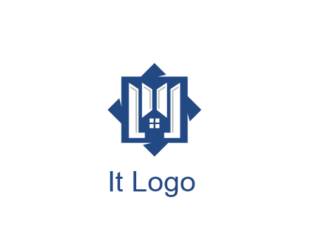 abstract rhombus with house real estate logo