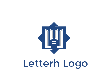 abstract rhombus with house real estate logo