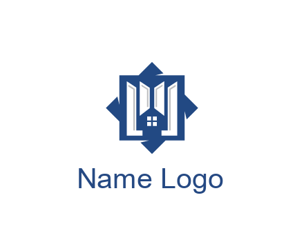 abstract rhombus with house real estate logo