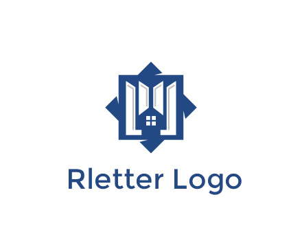 abstract rhombus with house real estate logo