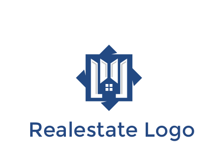 abstract rhombus with house real estate logo