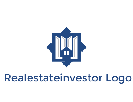 abstract rhombus with house real estate logo