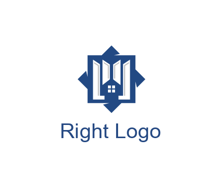 abstract rhombus with house real estate logo