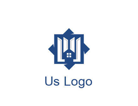 abstract rhombus with house real estate logo