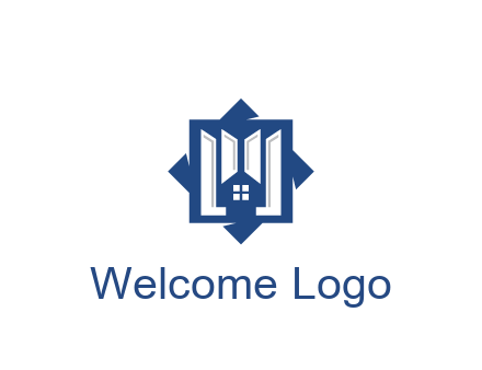 abstract rhombus with house real estate logo