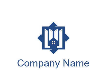 abstract rhombus with house real estate logo