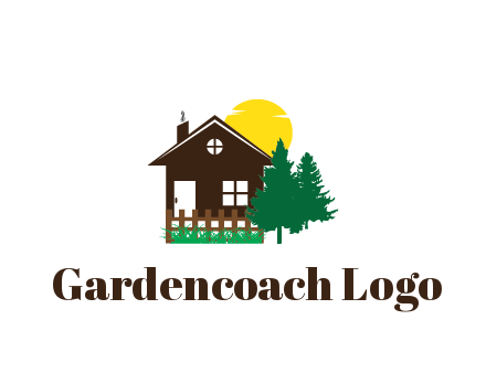 house with sun and trees housing logo