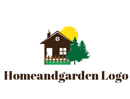 house with sun and trees housing logo