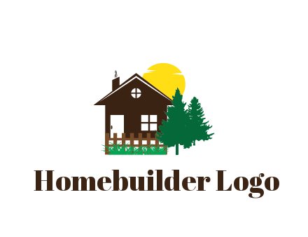 house with sun and trees housing logo