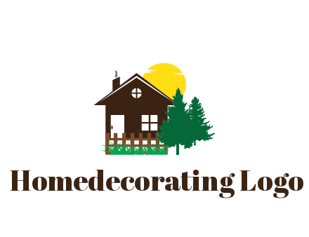 house with sun and trees housing logo