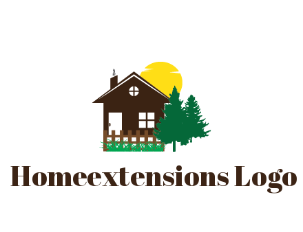 house with sun and trees housing logo