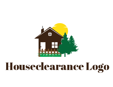 house with sun and trees housing logo