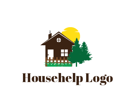 house with sun and trees housing logo