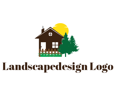 house with sun and trees housing logo