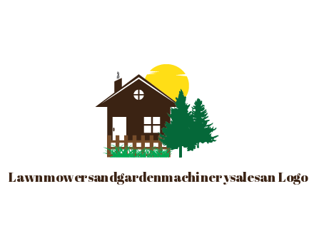 house with sun and trees housing logo