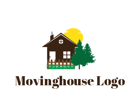 house with sun and trees housing logo