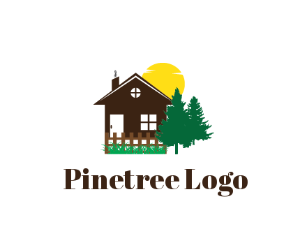 house with sun and trees housing logo