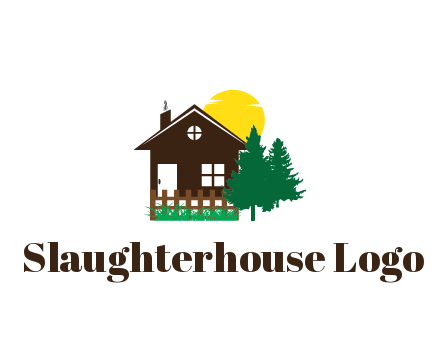 house with sun and trees housing logo