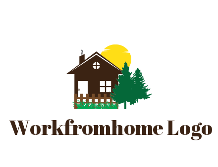 house with sun and trees housing logo