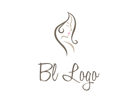 line art silhouette of woman profile beauty logo