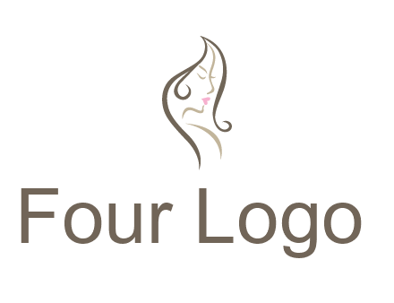 line art silhouette of woman profile beauty logo