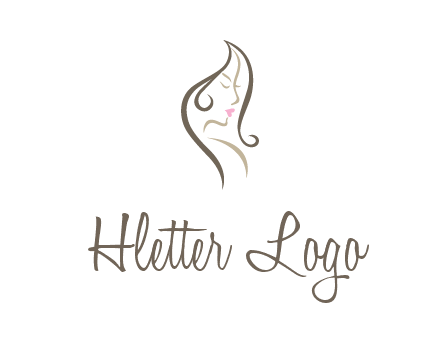 line art silhouette of woman profile beauty logo
