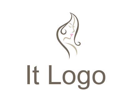 line art silhouette of woman profile beauty logo