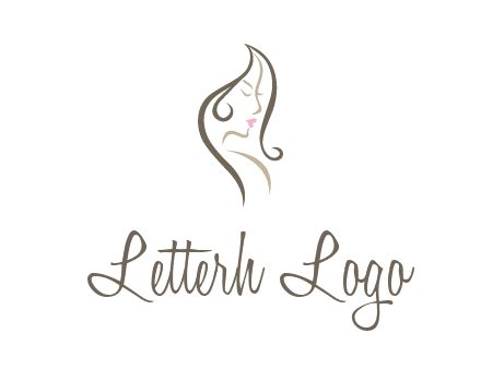 line art silhouette of woman profile beauty logo