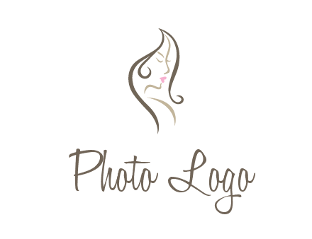 line art silhouette of woman profile beauty logo