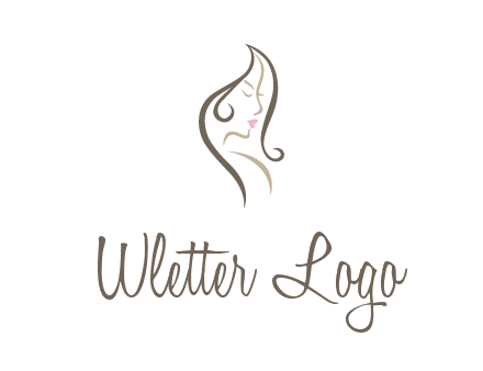 line art silhouette of woman profile beauty logo