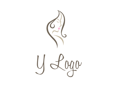 line art silhouette of woman profile beauty logo