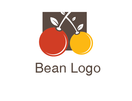 cherries with leaves in a square food logo icon